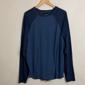 NWT Lucky Brand Men's Blue Duo Fold Long Sleeve Baseball Tee size XL Casual Fall